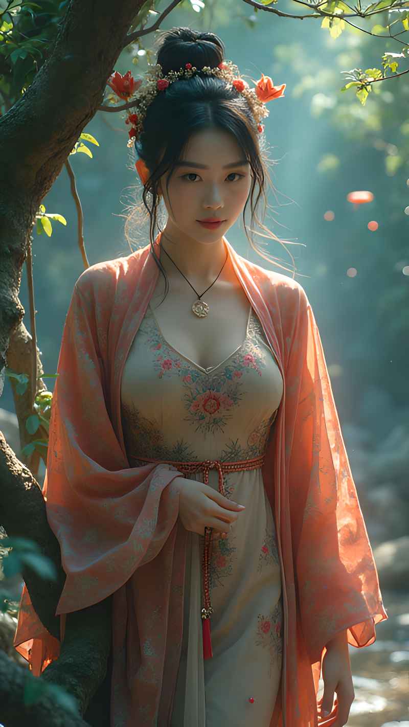 森林红色美女衣服写来艺术 52