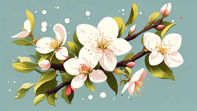 春季梨花扁平插画 10
