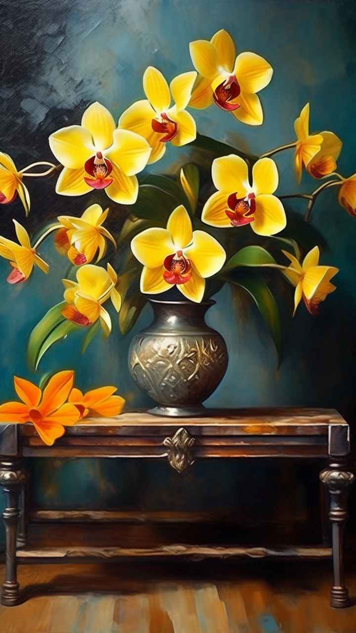 黄色兰花插画 22
