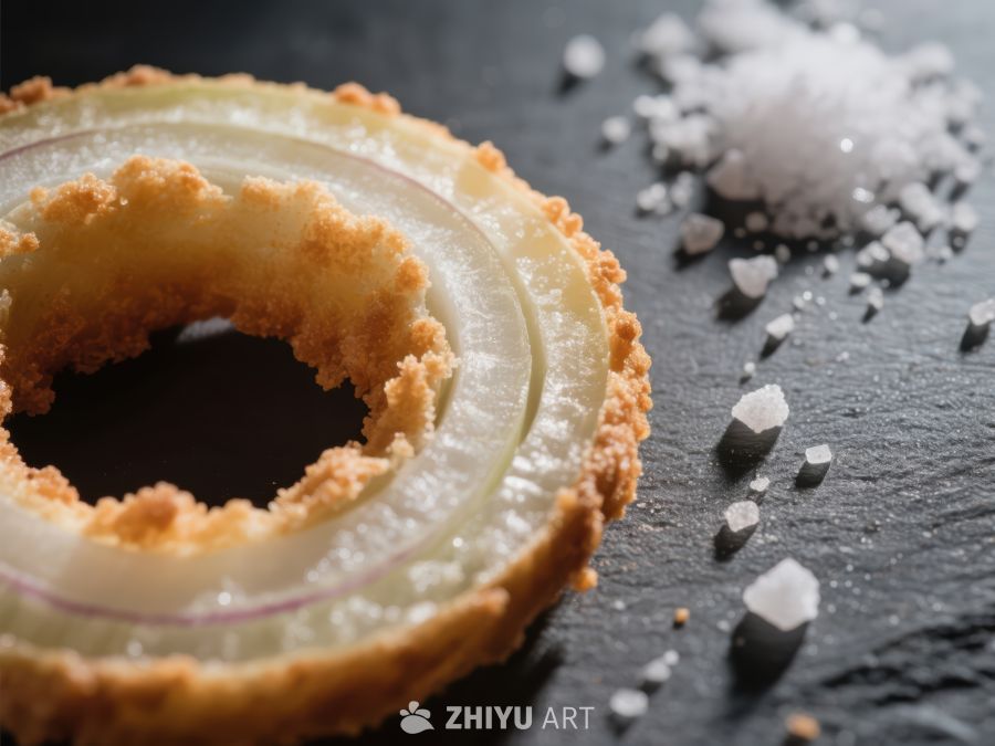 酥脆洋葱圈与粗盐