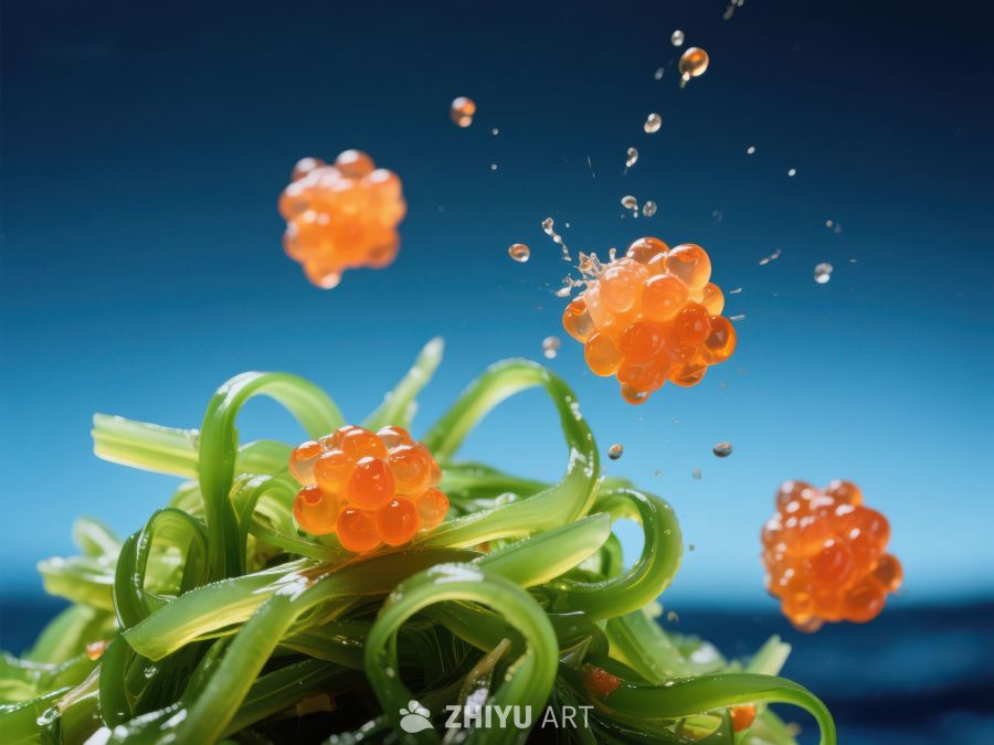 海藻上的飞溅鱼子 219