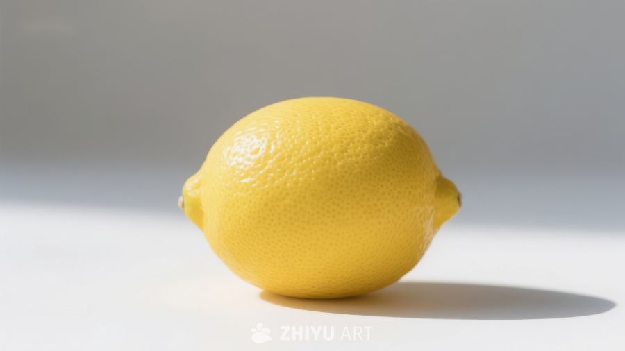 单一柠檬的静物摄影