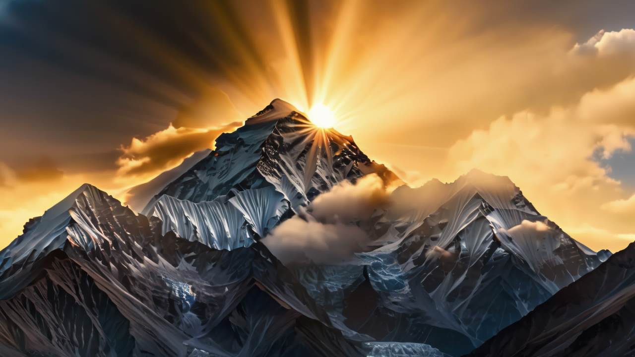 珠穆朗玛峰喜马拉雅山脉航拍日出日落云海延时 16