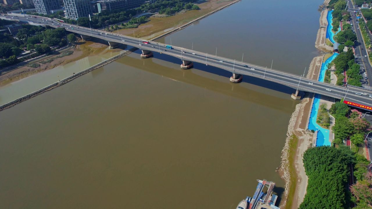航拍福州鳌峰大桥景观