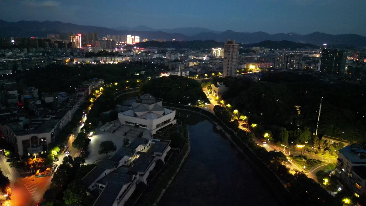 航拍江西萍乡夜幕萍乡夜景