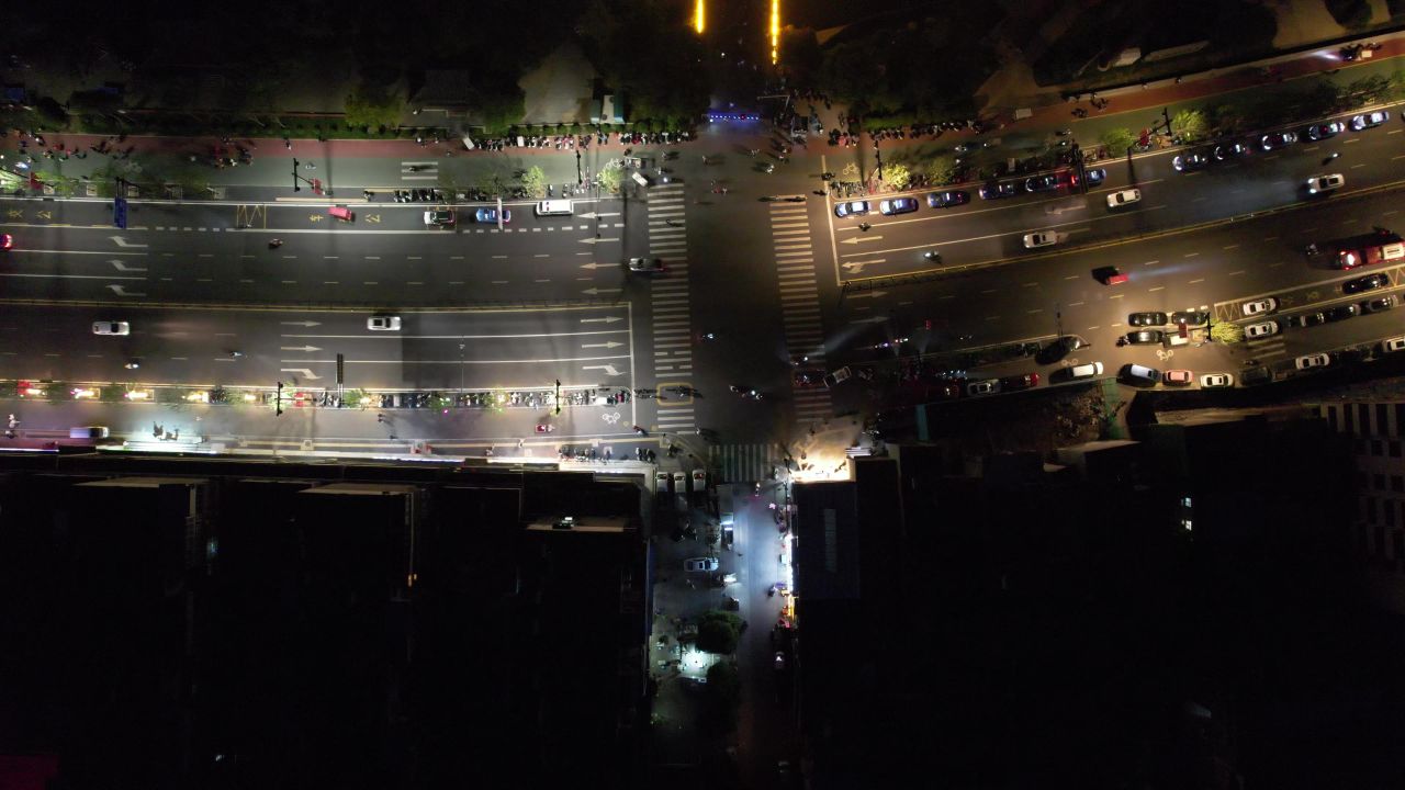 河南洛阳城市夜景航拍