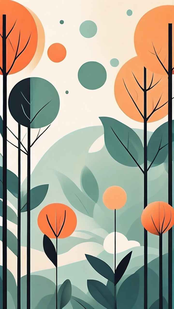 极简主义元素花朵和树枝插画