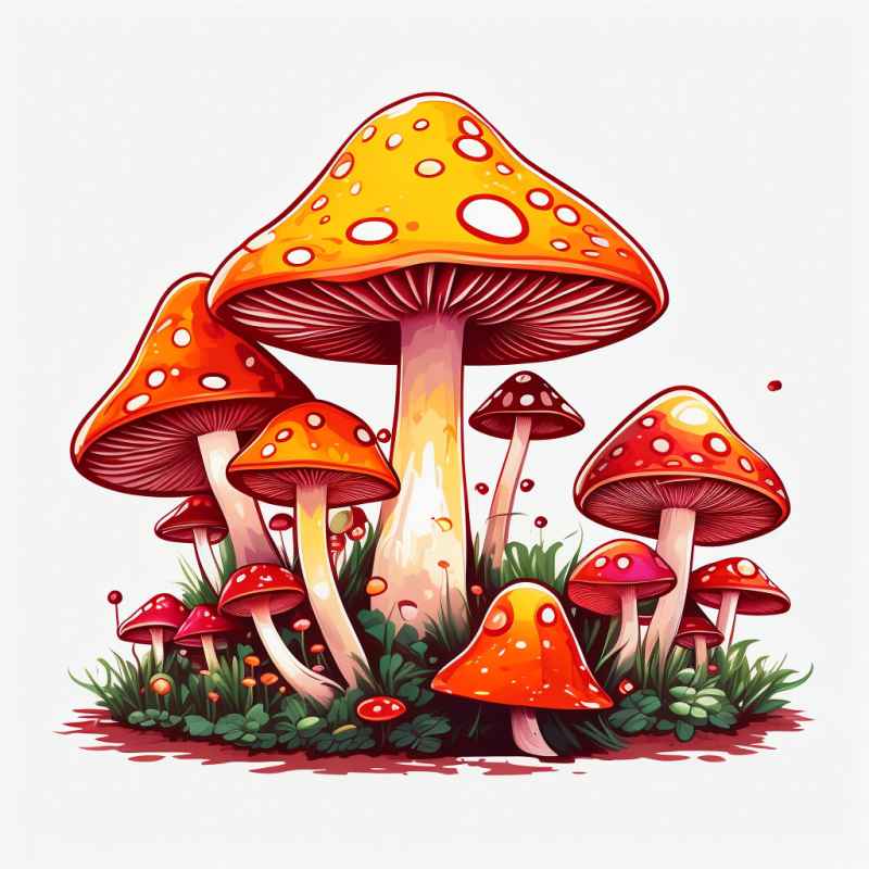 色彩缤纷的卡通蘑菇有浅橙色 8