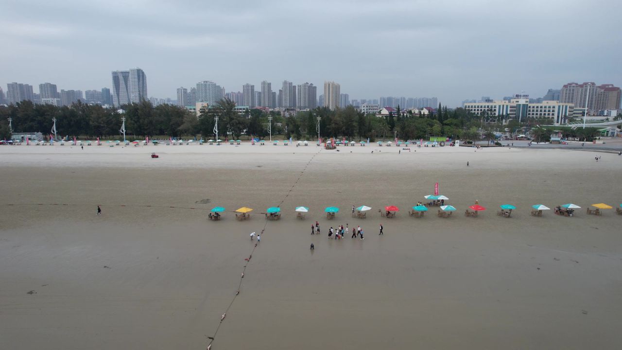 大海海洋沙滩广西北海银滩航拍