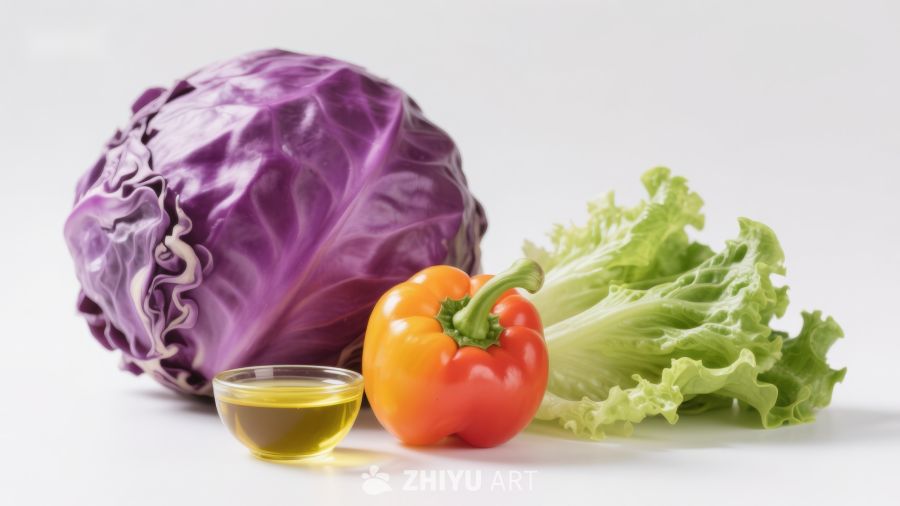 新鲜蔬菜与食用油展示