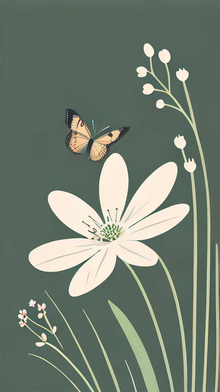 蝴蝶小花插画