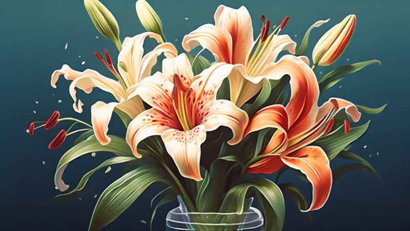 百合捧花插画平涂 9