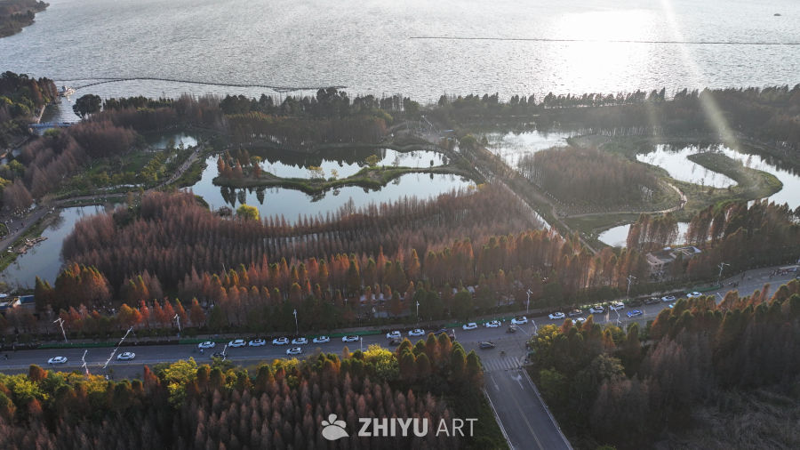 航拍云南昆明海洪湿地公园 4