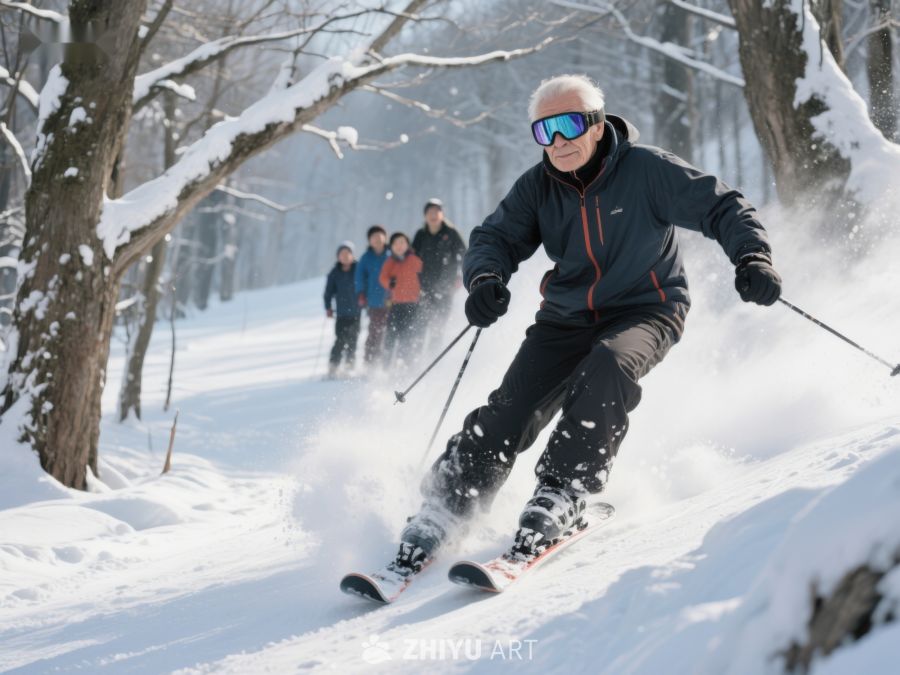 雪地滑雪，享受冬日乐趣 843