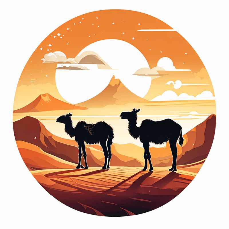 驼队沙漠丝绸之路元素插画 6