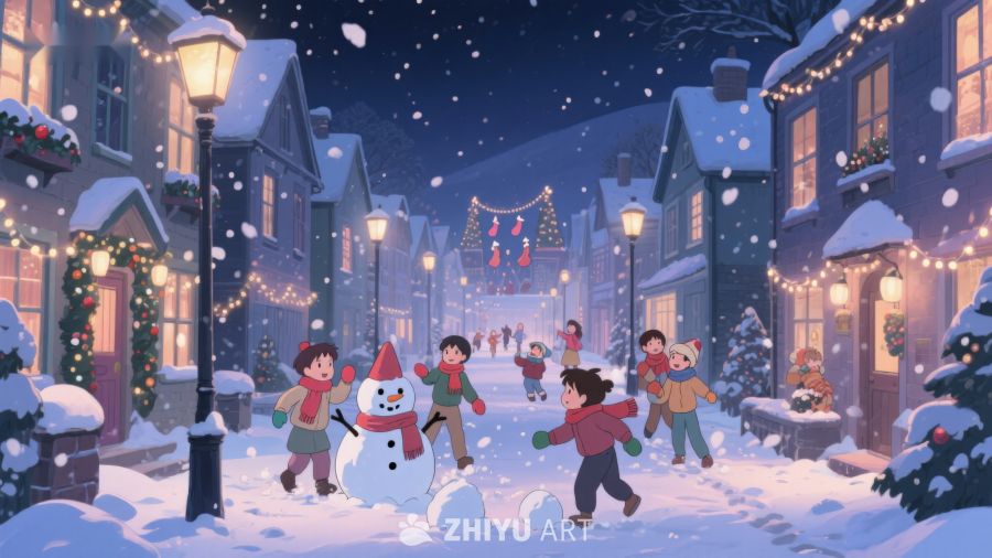 冬夜雪景中的欢乐时光 104