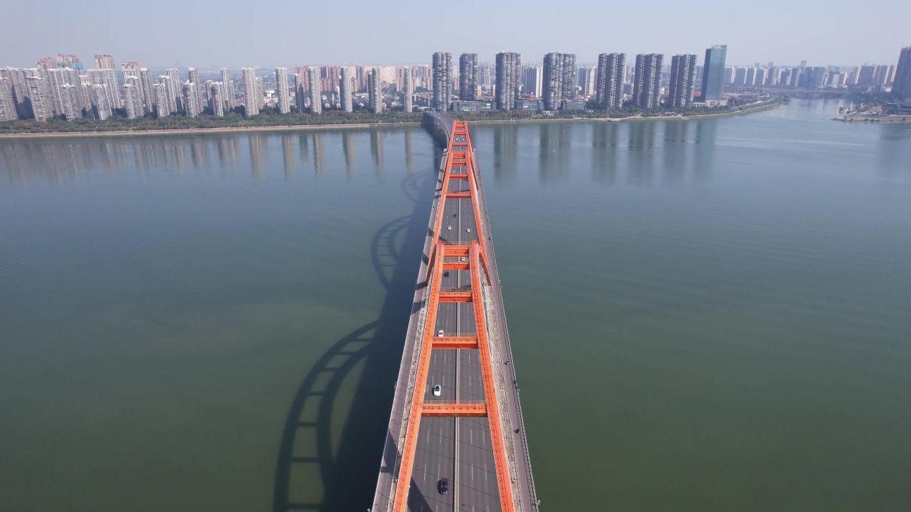 湖南长沙湘江福元路大桥航拍