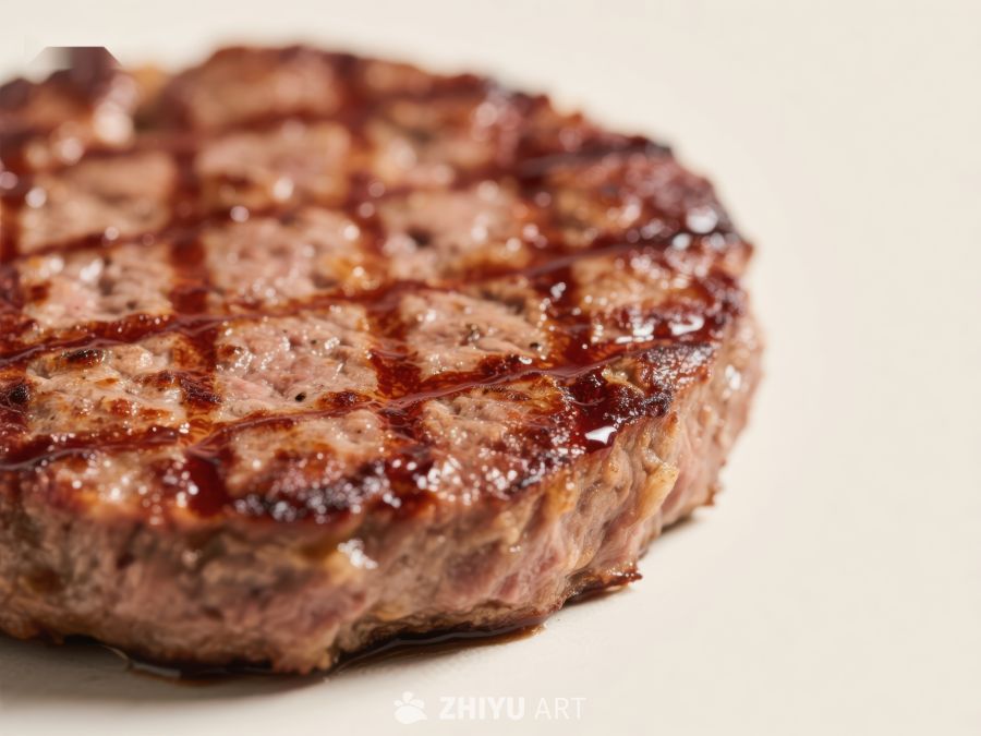 烤制多汁的牛肉饼