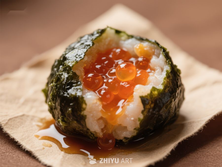 海苔包裹的鱼籽饭团