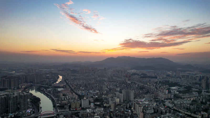 广东江门城市风光航拍图 