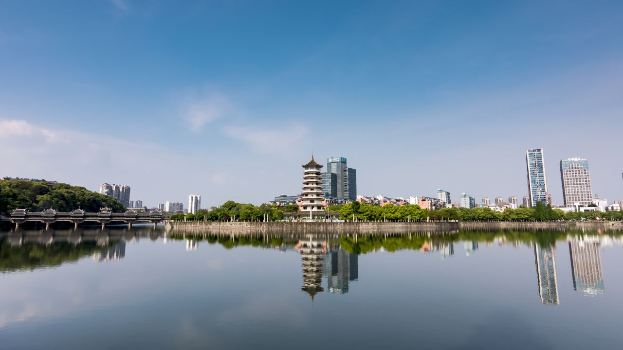 长沙烈士公园潇湘阁大范围延时摄影