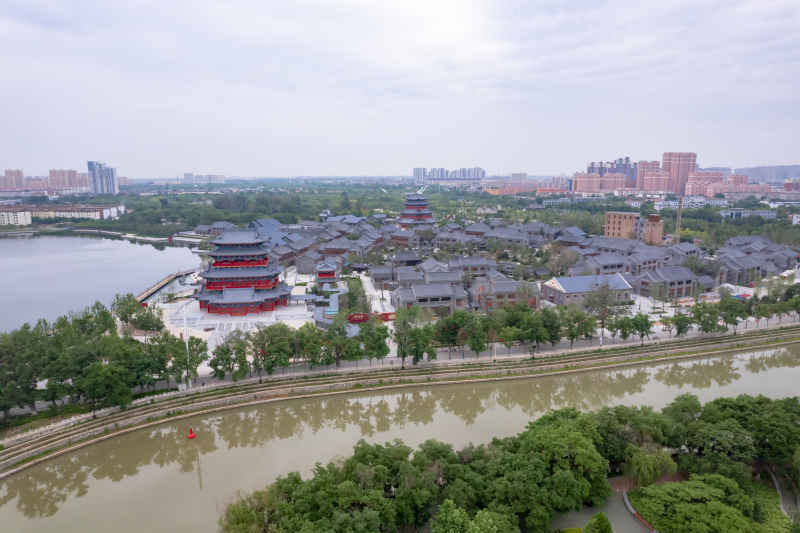 河北沧州城市风光地标建筑航拍图 