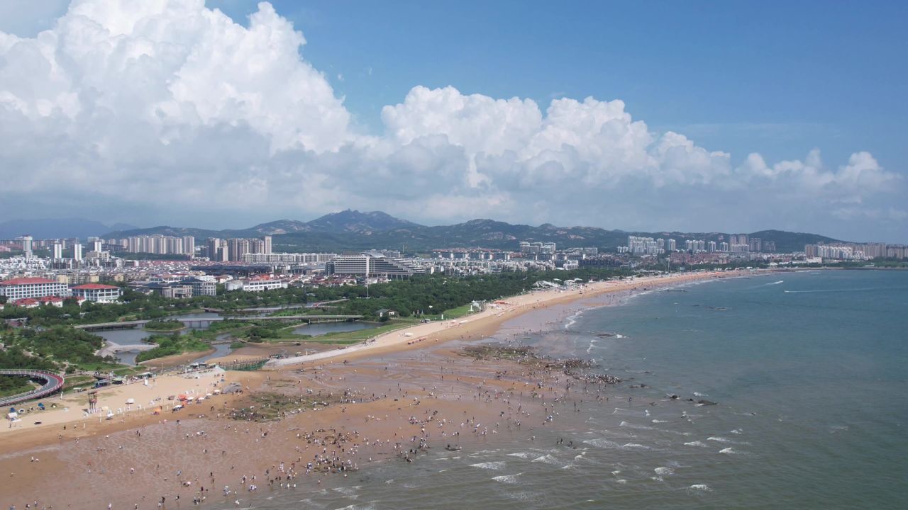 海边延时 蓝天白云