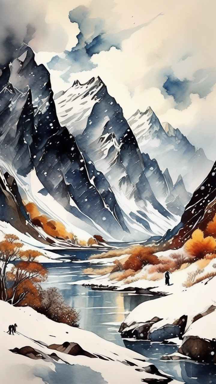 雪山高原冰川插画 9