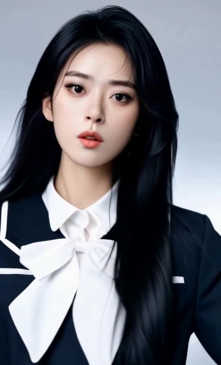 身着白衬衫的黑发女子半身肖像照