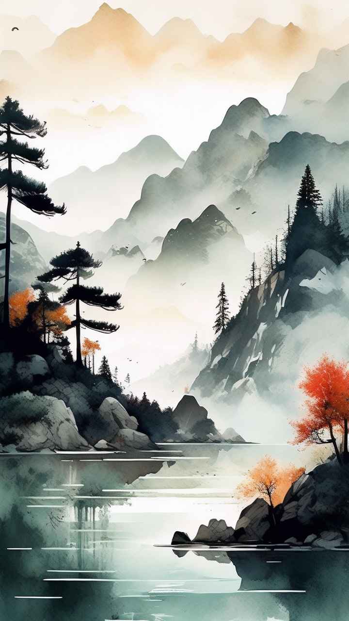 国风山水画背景插画 78