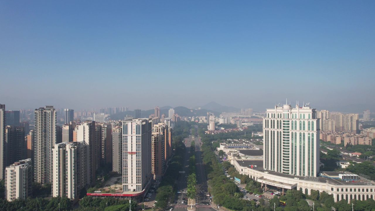  广东江门城市交通航拍