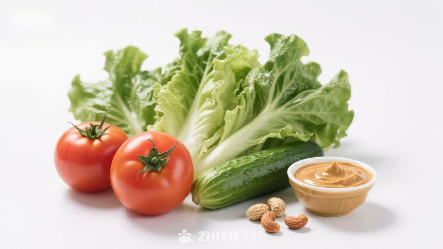 新鲜蔬菜与酱料组合