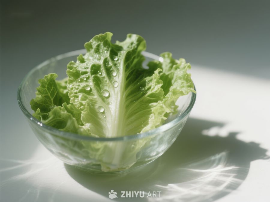 新鲜生菜置于透明碗中 286