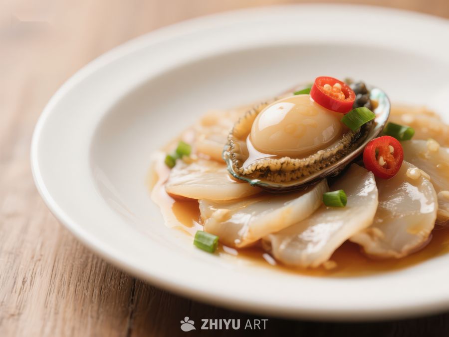 鲜美鲍鱼搭配蔬菜的精致料理 1513