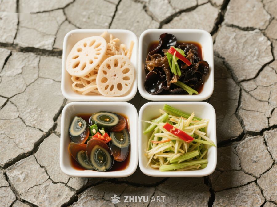 四款精致小菜，摆盘精美 1411