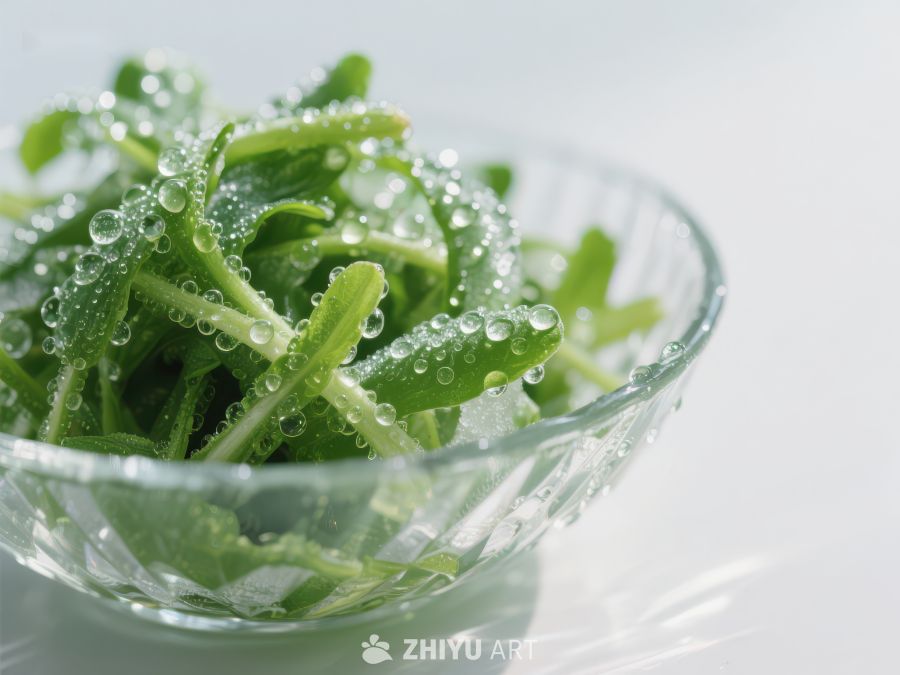 清新绿叶蔬菜盛于透明碗中 1252