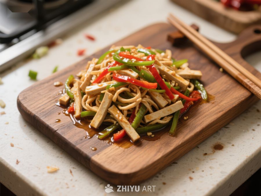 美味炒豆皮配青红椒 983