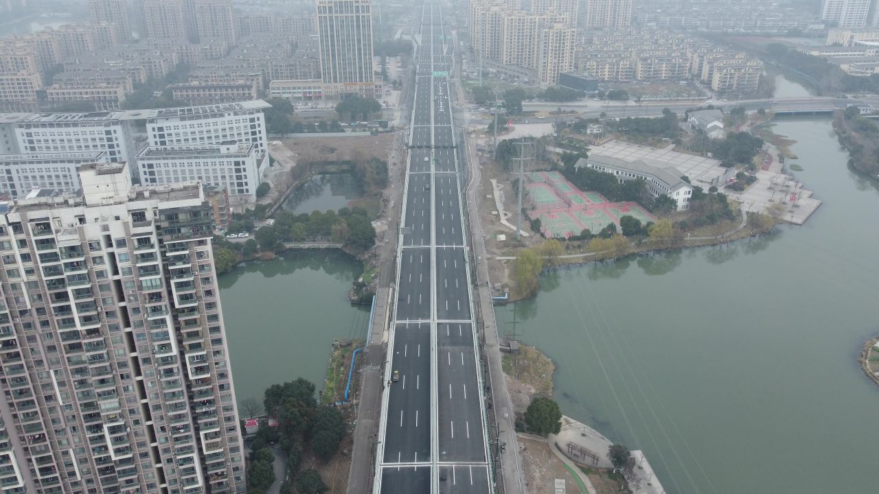 绍兴街道航拍
