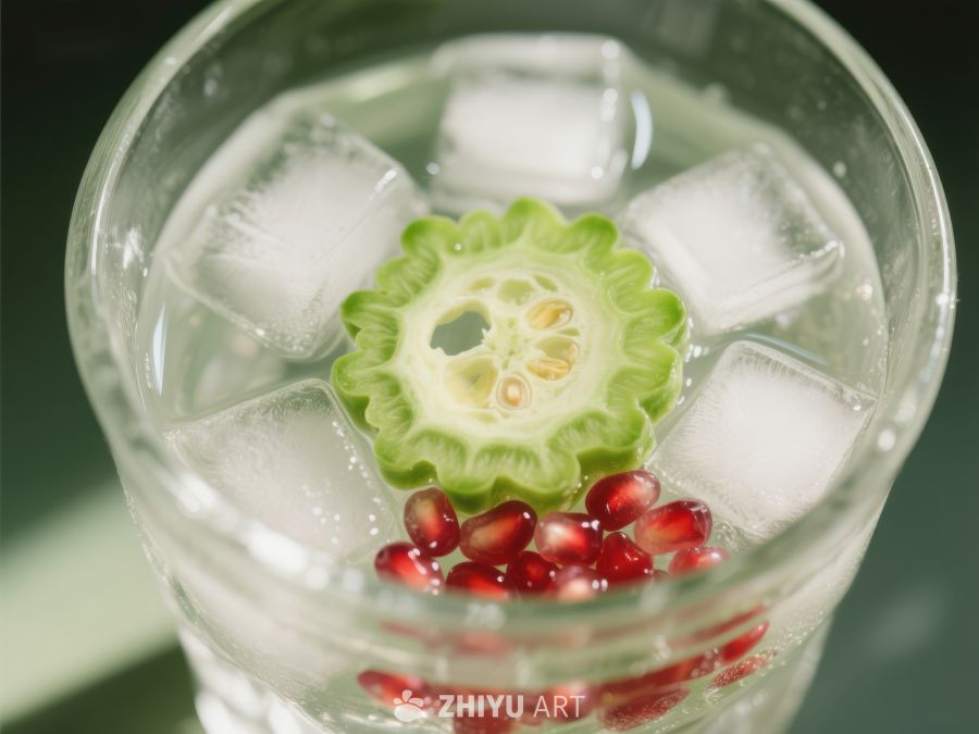 苦瓜切片与石榴籽的冰爽饮品 140