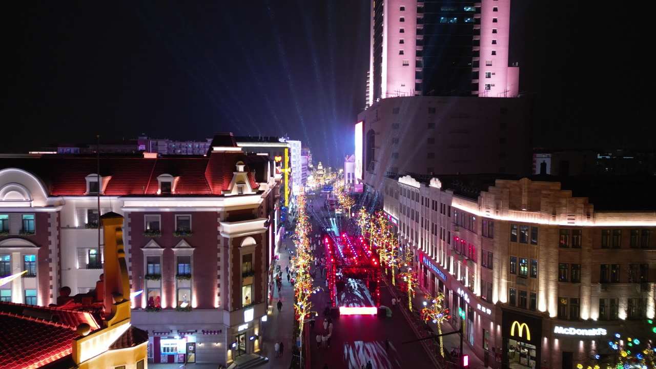 青岛老城区夜景中山路雪景航拍 3