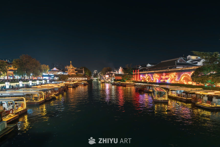 南京秦淮河夫子庙景区夜景