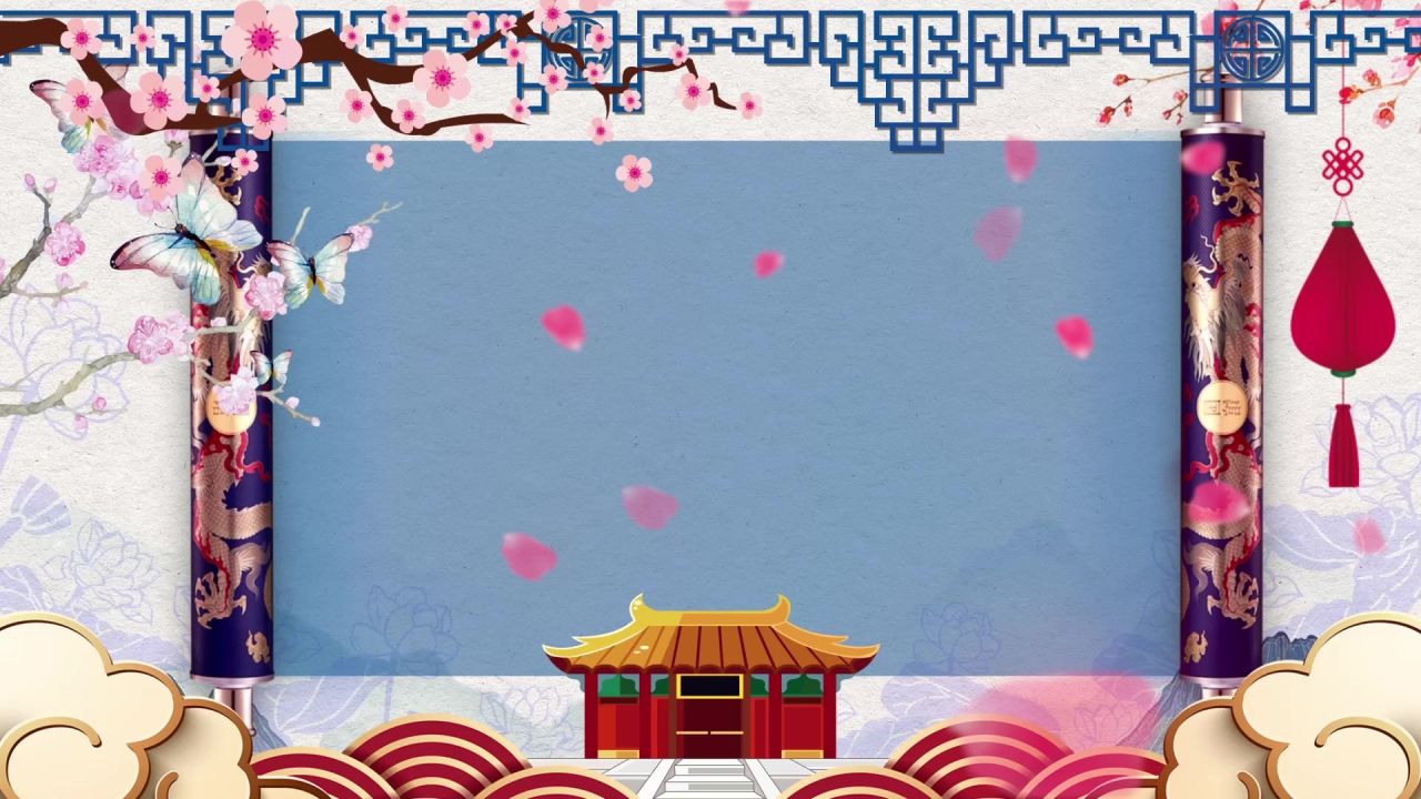 古风背景视频 中国风 意境春天 桃花 水墨 44