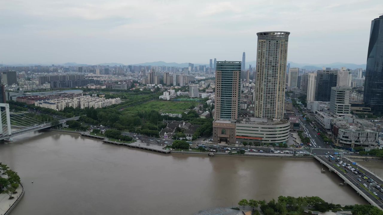 航拍浙江宁波城市风光宁波建设