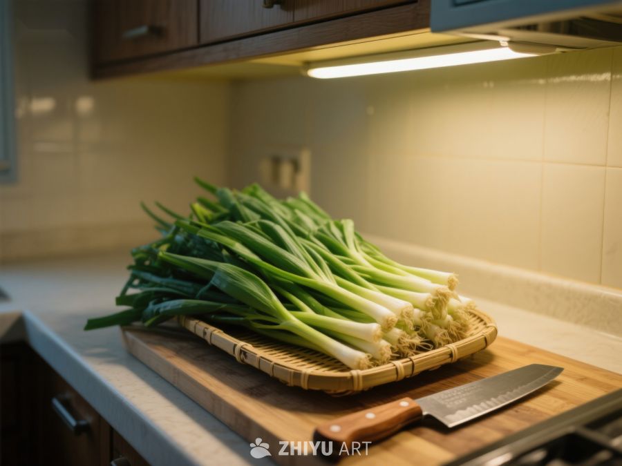 厨房案板上的新鲜葱 33