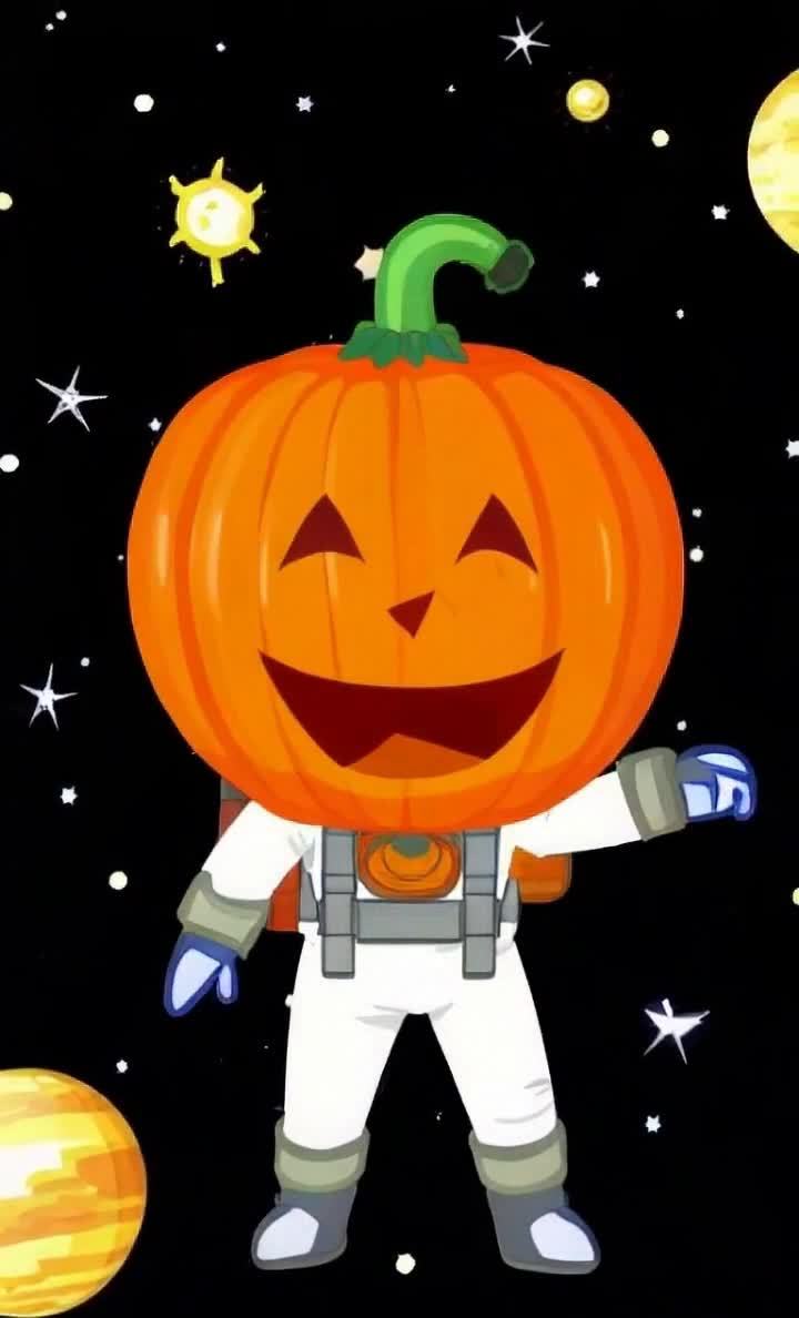 南瓜头宇航员漫游太空庆祝万圣节