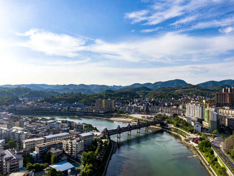 湖南通道城市风光航拍摄影图