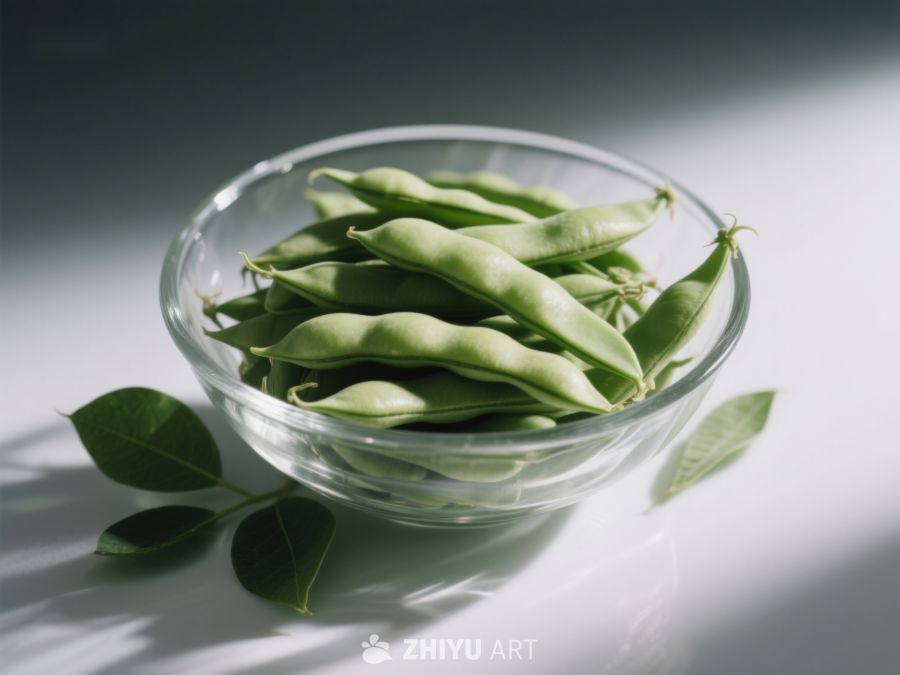 透明碗中的新鲜豆荚 377