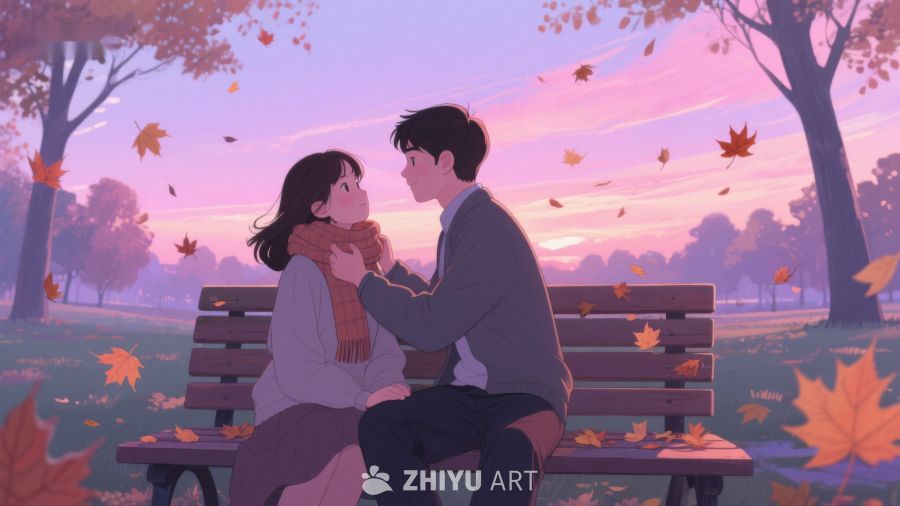 秋日公园里的温馨时刻 290