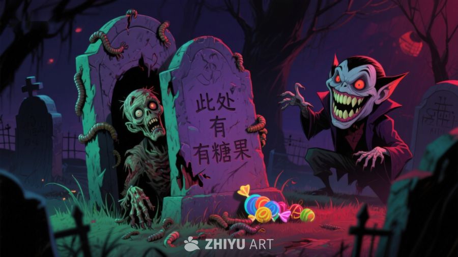 墓地糖果诱惑：僵尸与吸血鬼的夜晚