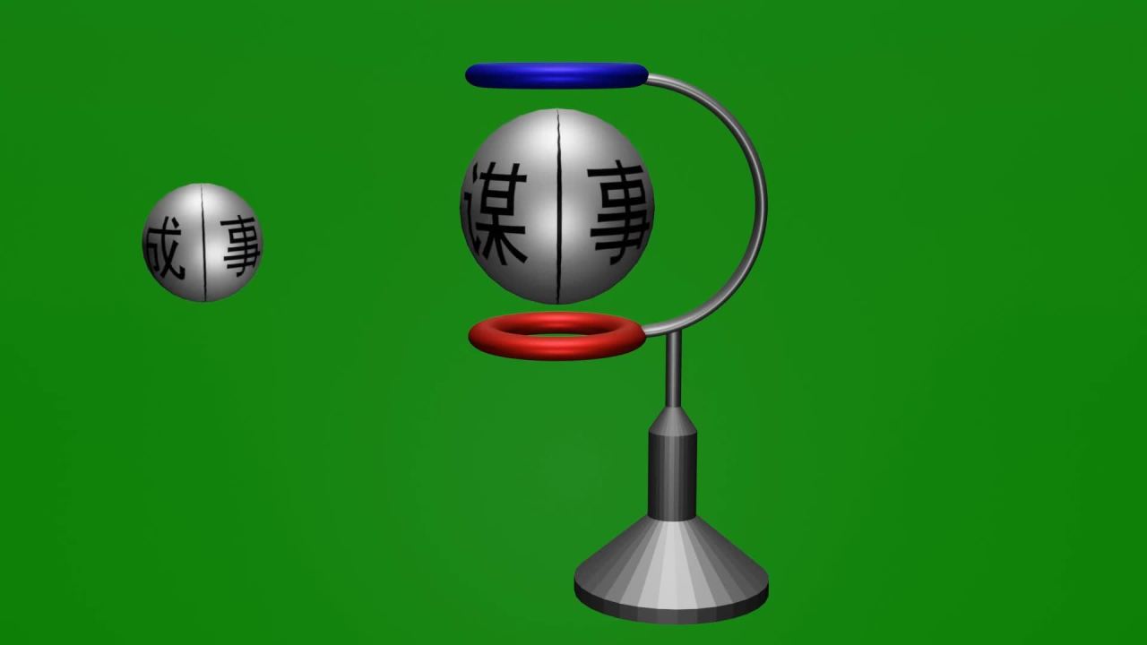 无缝循环谋事在人成事在天自转公转绿屏抠像，无限循环磁悬浮大小球旋转动画绿幕素材